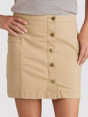Toad&Co | Organic Cotton Earthworks Button Front Mini Skirt Khaki Tan | Size 6